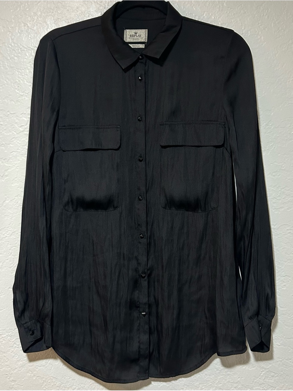 Replay Black Long-Sleeve Button-Up Shirt